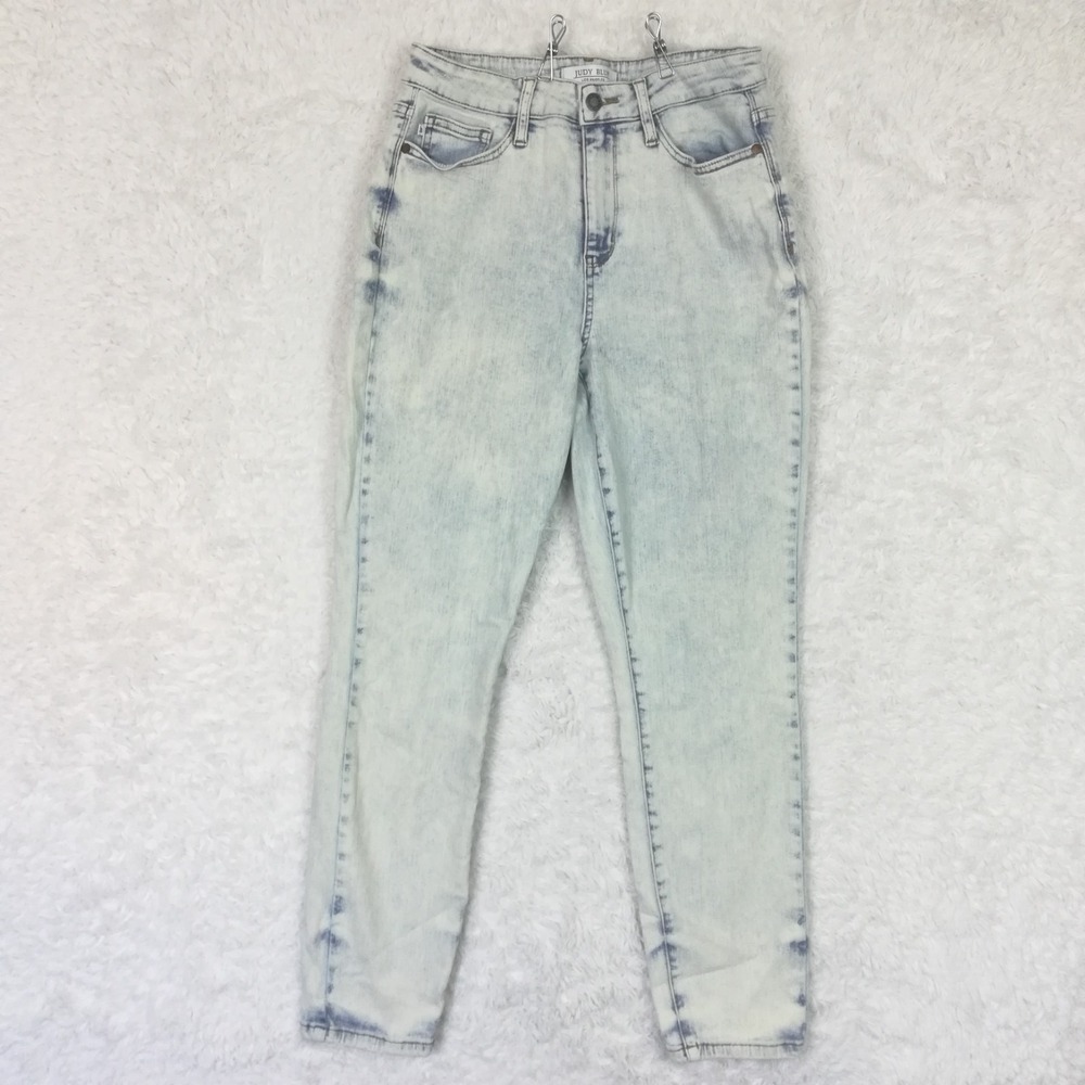 Judy Blue Womens Jeans Slim Fit Blue Denim High Rise Acid Wash Stretch 7